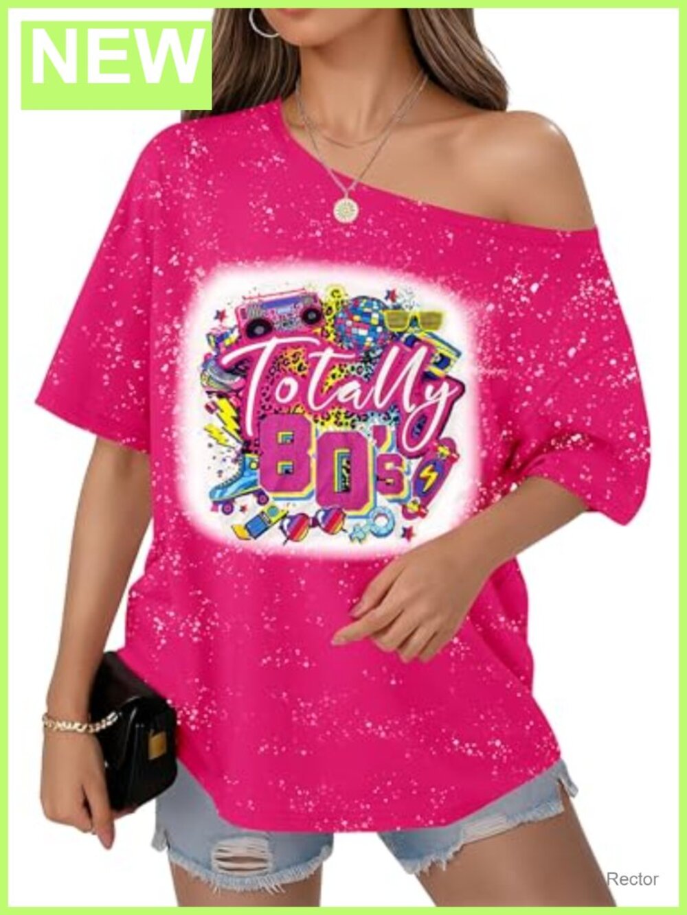 80s Off Shoulder Oversized Retro Top 90s Theme Party Disco Shirt